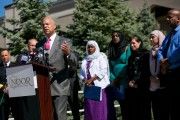 Homeland Security Secretary Jeh Johnson last month at the Noor Islamic Cultural Center in Dublin, Ohio,